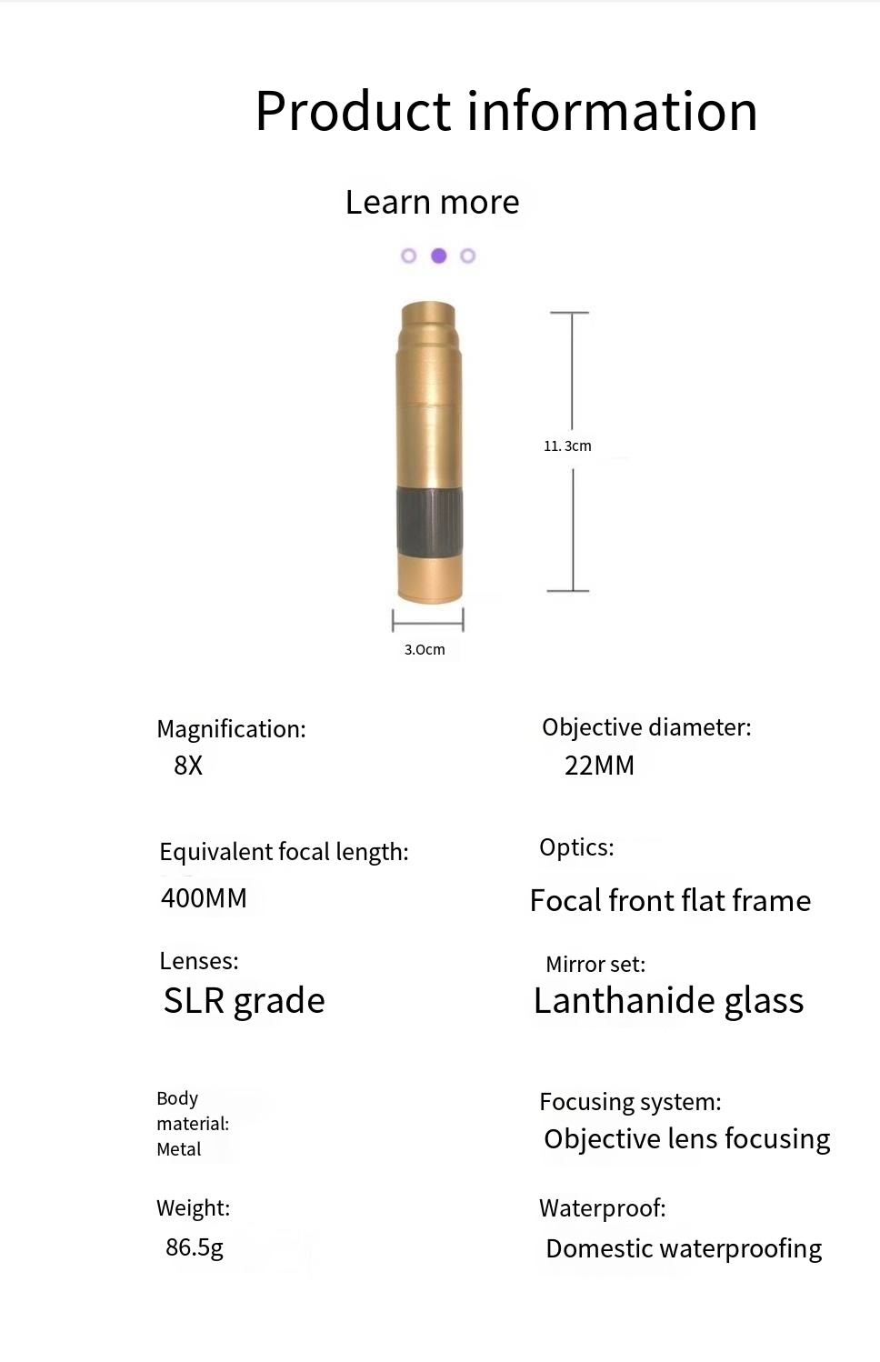 DT02-8x22 Pocket Monocular detail photo 1